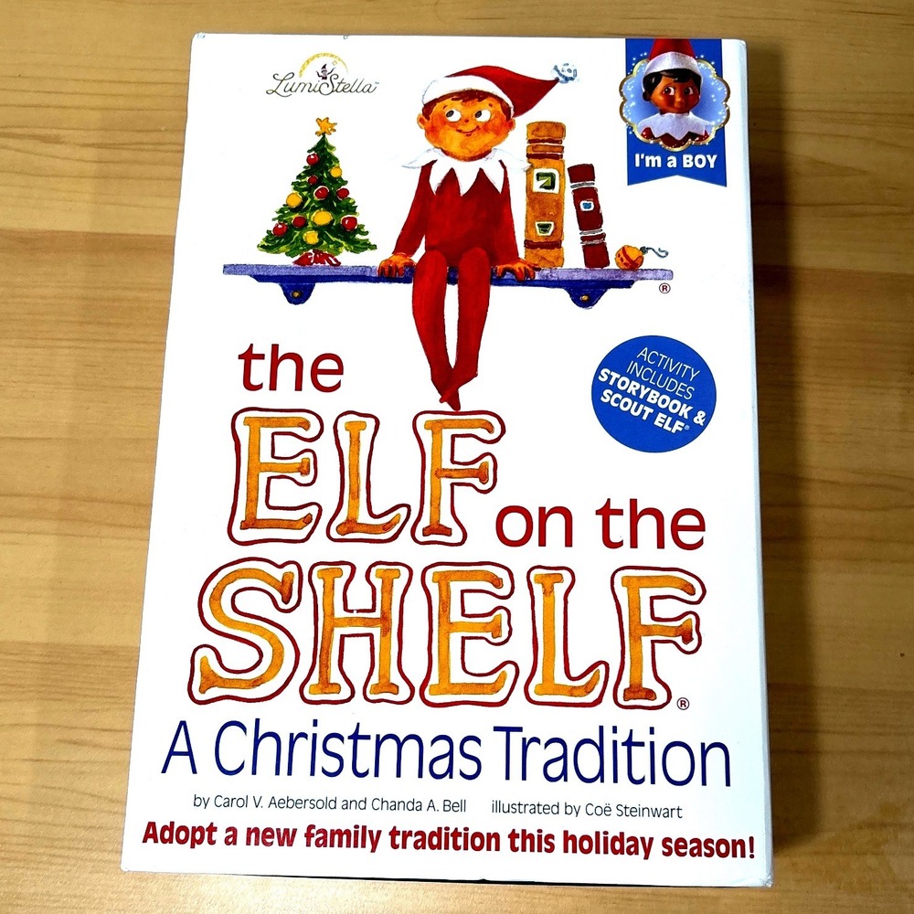Elf on the Shelf A Christmas Tradition Boy Brown Eye Dark Skin Book Set EOTBOYD3